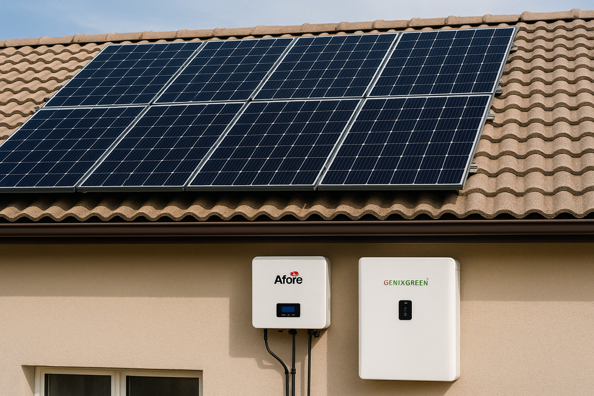 Kit Fotovoltaico 5 kW con Inverter Afore 6 kW e Batteria Genix Green 10,24 kWh